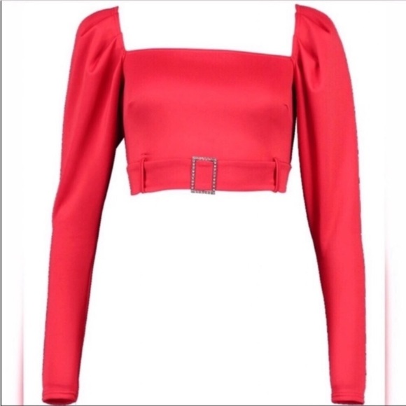 Puffy Sleeve Buckle Detail Blouse - Picture 4 of 5